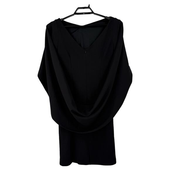 Betsy & Adam Jordan cape sleeve crepe sheath dress black size 14W - Picture 5 of 7